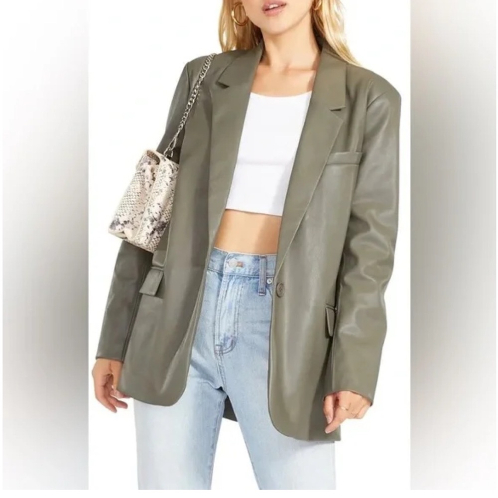 BB Dakota by Steve Madden Green Faux LeatherWomen's Blazer